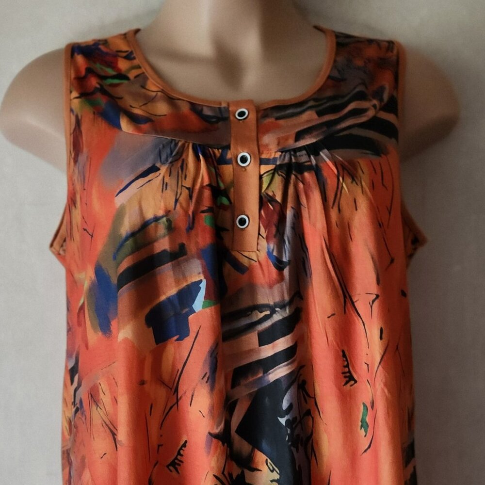 Just Fashion Now tank sz XXL orange graphic print EUC
